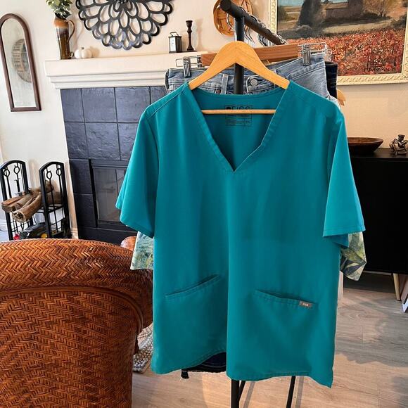 Figs Top Womens Size XXL Pacific Blue Teal Technical Collection Casma Scrub - Picture 16 of 16